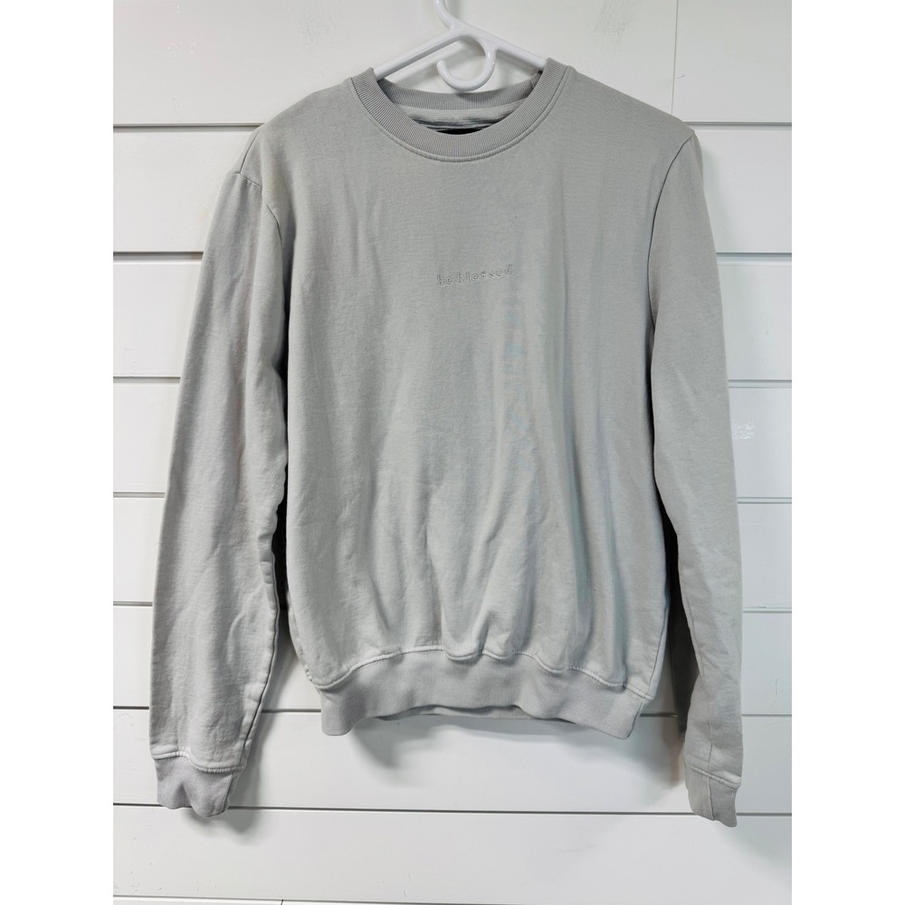 Blind Rooster Be Blessed Embroidered Crewneck Sweatshirt Light Gray Small